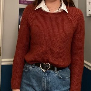 Rust Color Thick Knit Sweater